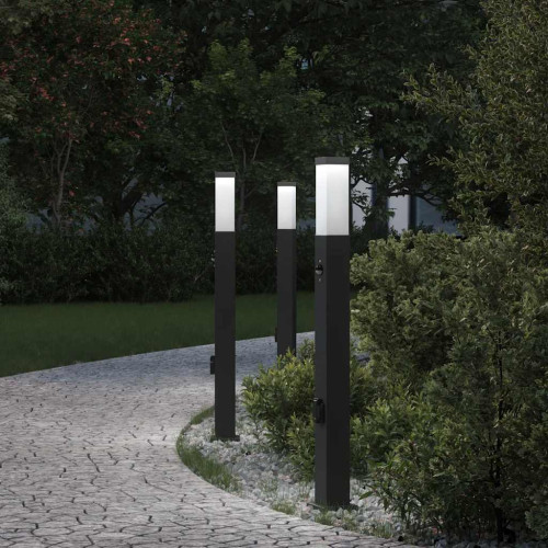 vidaXL Pollare med sensor och uttag 3 st 80 cm svart IP44
