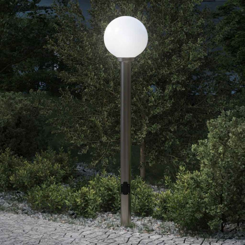 vidaXL Pollare med uttag 120 cm rostfritt stål IP44
