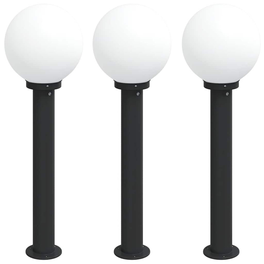 Produktbild för Pollare 3 st 80 cm svart IP44