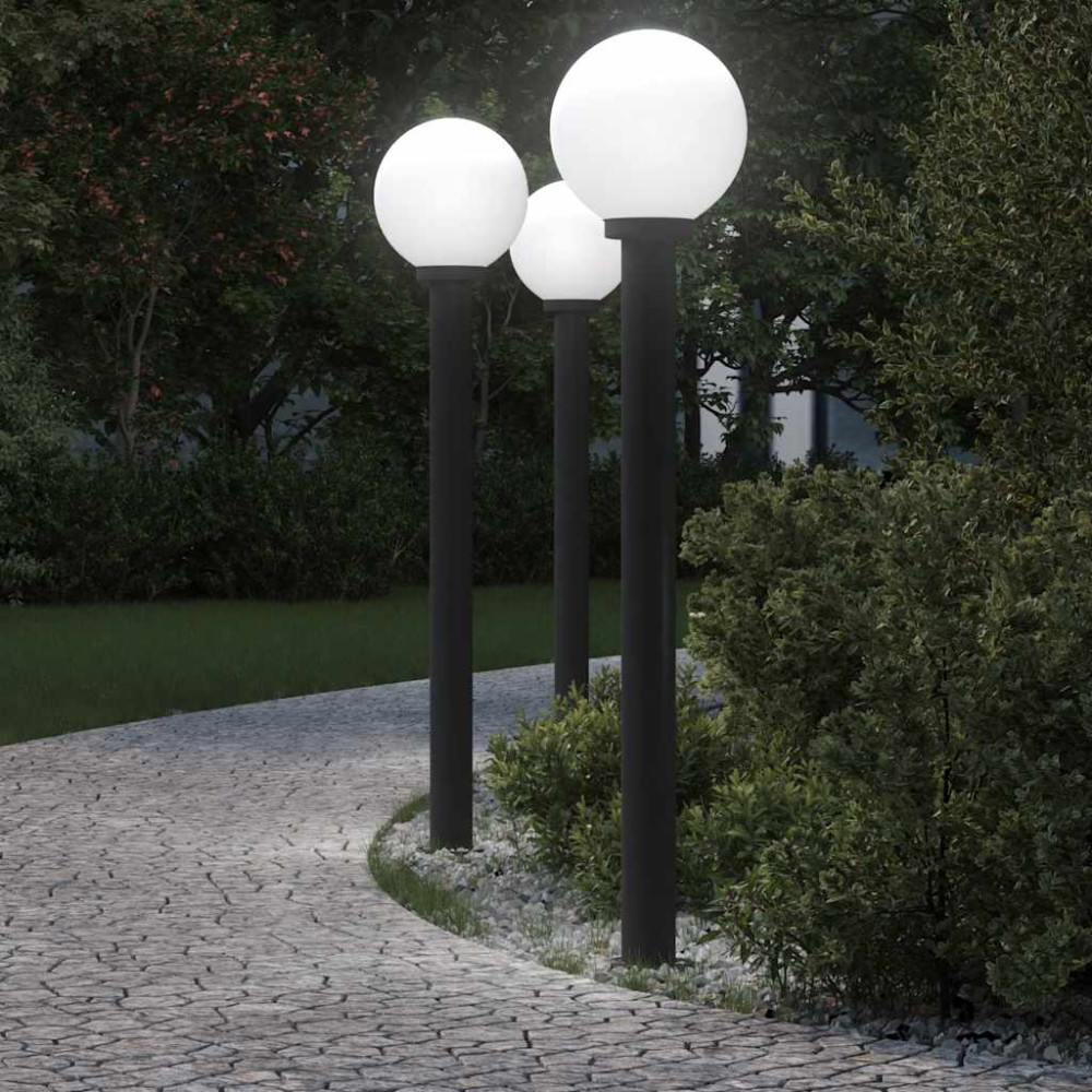 Produktbild för Pollare 3 st 120 cm svart IP44