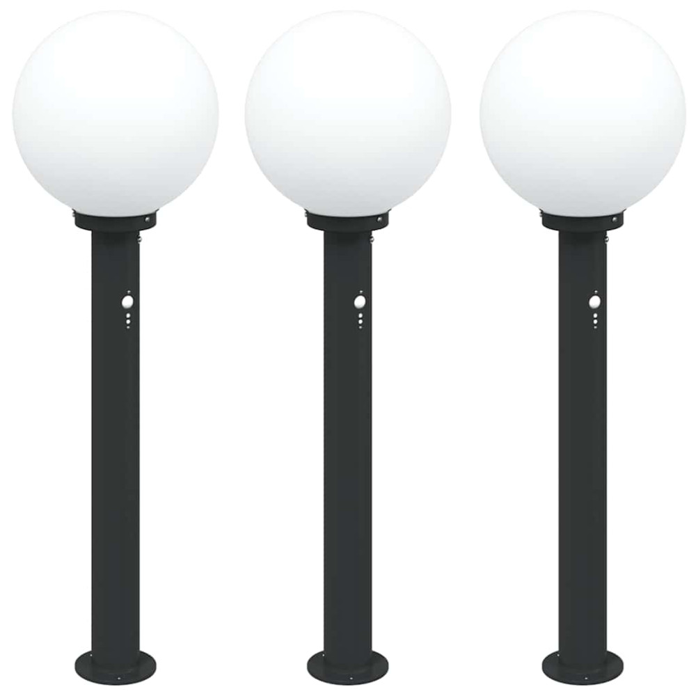 Produktbild för Pollare med sensor 3 st 80 cm svart IP44
