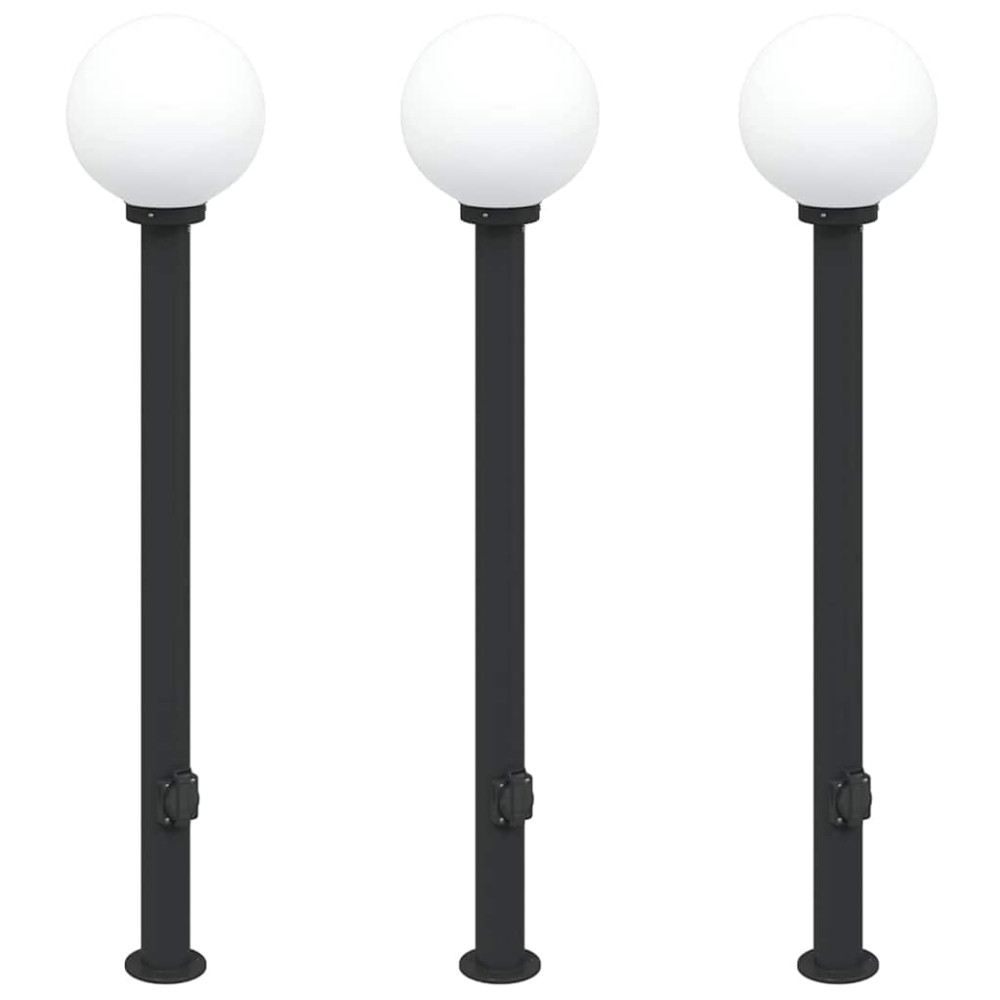 Produktbild för Pollare med uttag 3 st 120 cm svart IP44