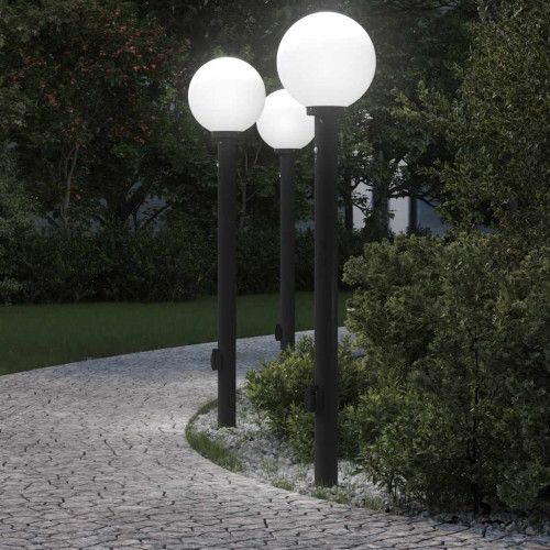 vidaXL Pollare med sensor och uttag 3 st 120 cm svart IP44