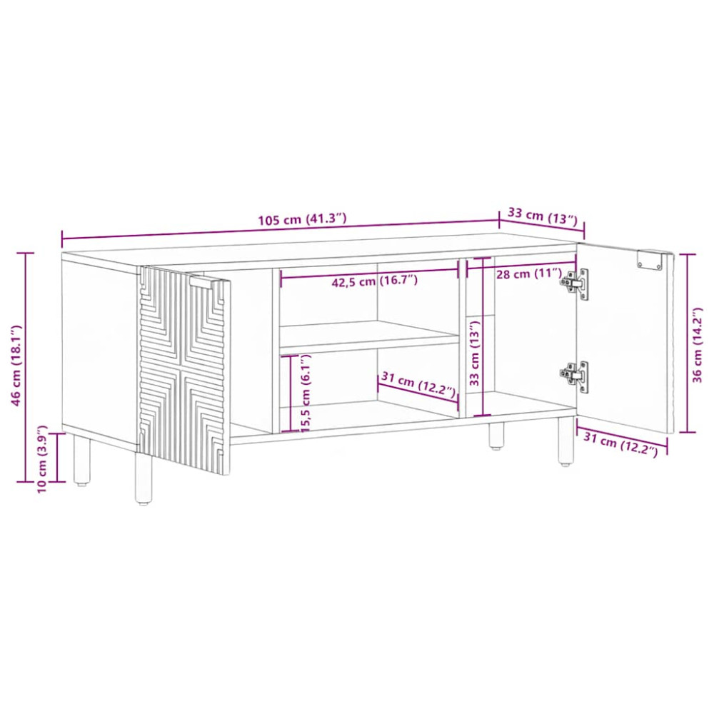 Produktbild för TV-skåp 105x33x46 cm massivt trä akacia