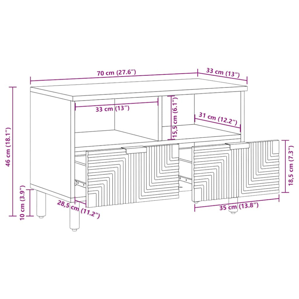 Produktbild för TV-skåp 70x33x46 cm massivt trä akacia