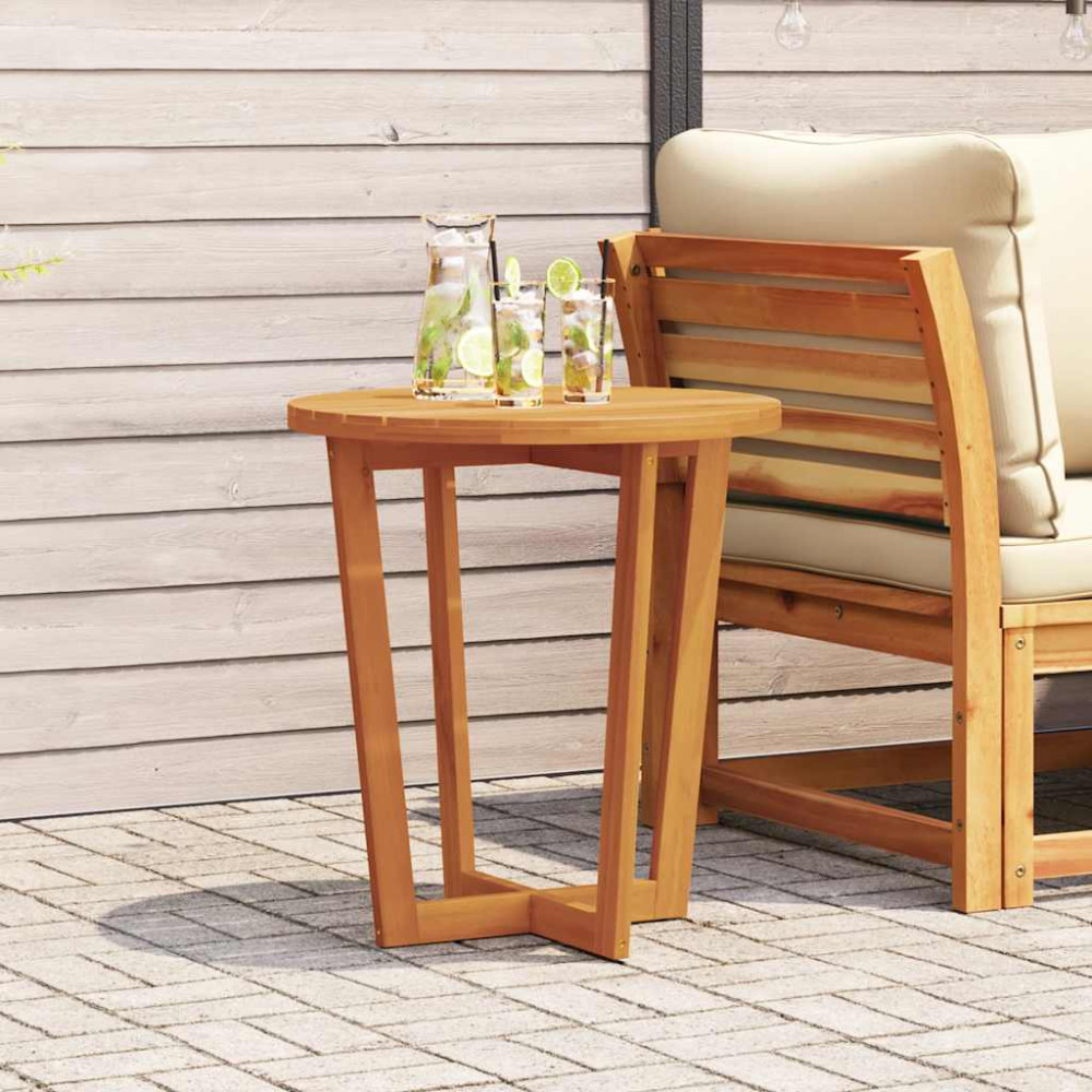 Produktbild för Sidobord för trädgården runt Ø70x75 cm massivt trä akacia