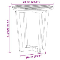 Produktbild för Sidobord för trädgården runt Ø70x75 cm massivt trä akacia