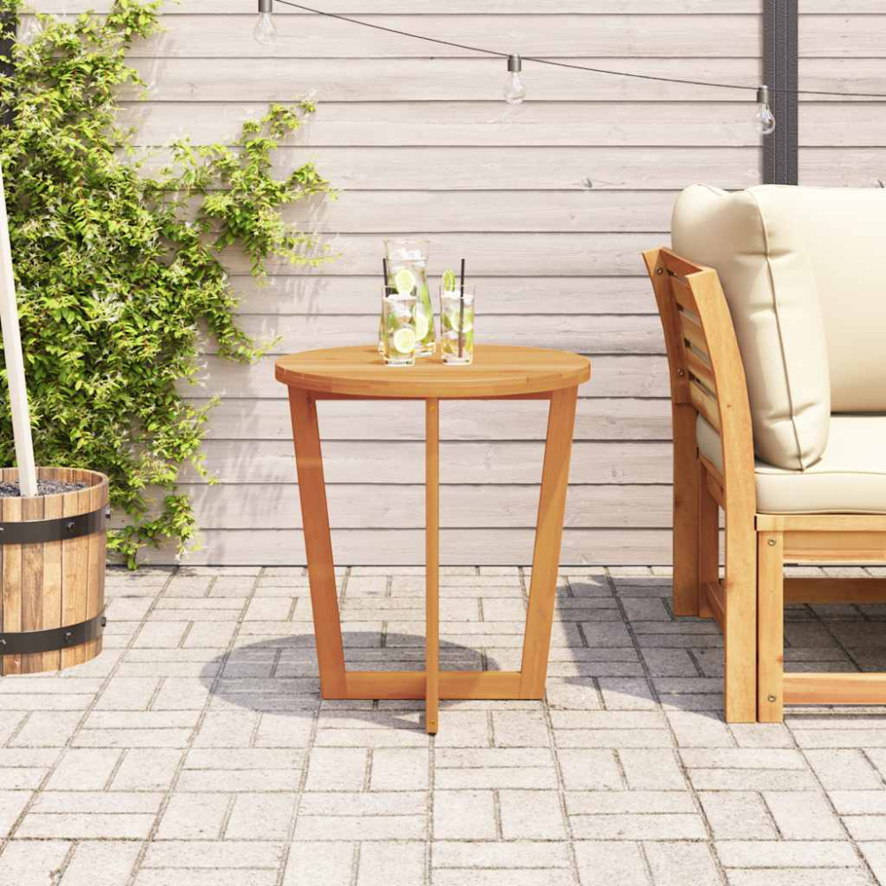Produktbild för Sidobord för trädgården runt Ø70x75 cm massivt trä akacia
