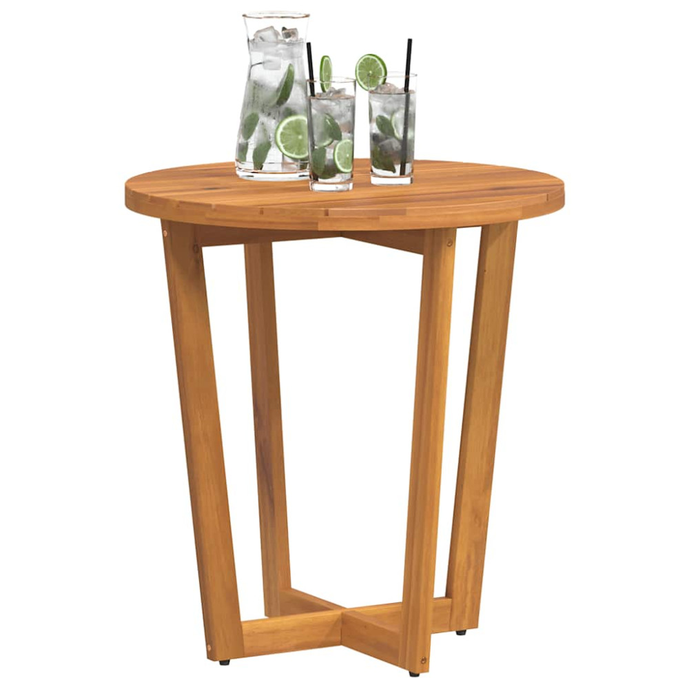 Produktbild för Sidobord för trädgården runt Ø70x75 cm massivt trä akacia