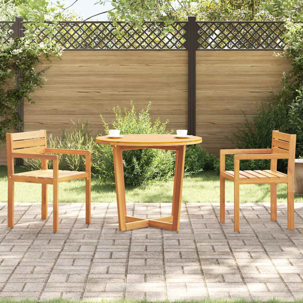 Produktbild för Trädgårdsmatbord runt Ø90x75 cm massivt trä akacia