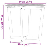 Produktbild för Trädgårdsmatbord runt Ø90x75 cm massivt trä akacia
