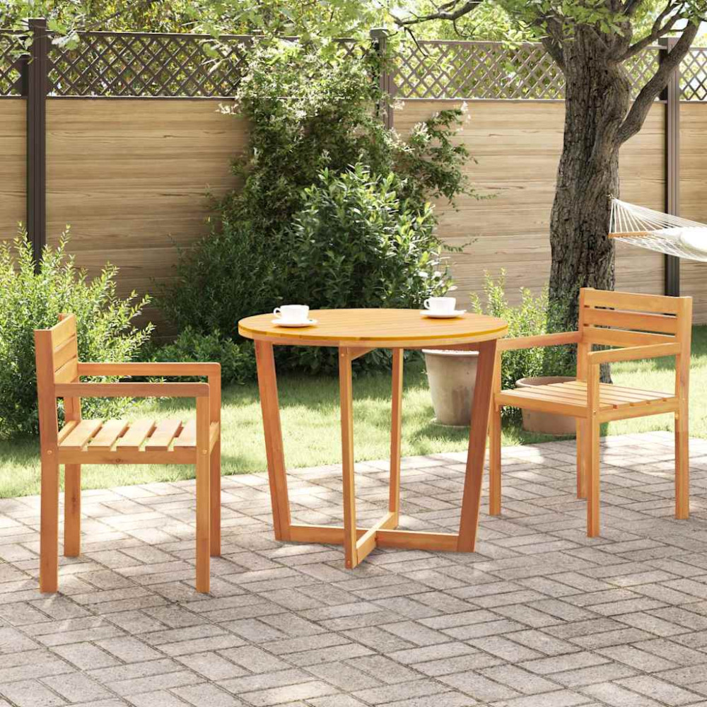 Produktbild för Trädgårdsmatbord runt Ø90x75 cm massivt trä akacia