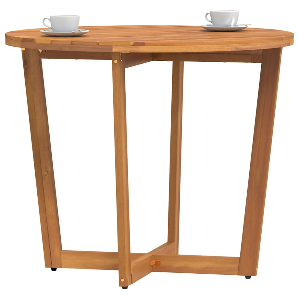 Produktbild för Trädgårdsmatbord runt Ø90x75 cm massivt trä akacia
