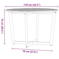 Produktbild för Trädgårdsmatbord runt Ø110x75 cm massivt trä akacia