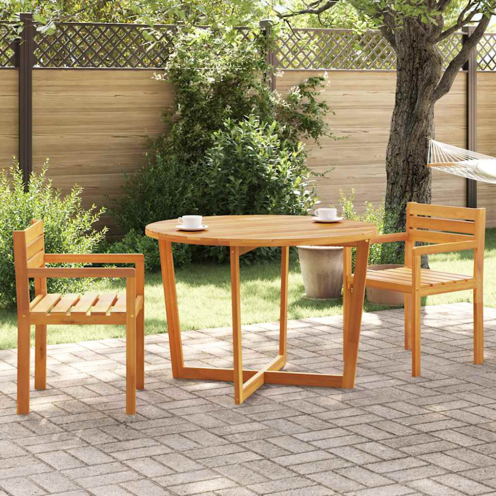 Produktbild för Trädgårdsmatbord runt Ø110x75 cm massivt trä akacia