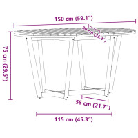 Produktbild för Matbord för trädgården ovalt 150x90x75 cm massivt trä akacia
