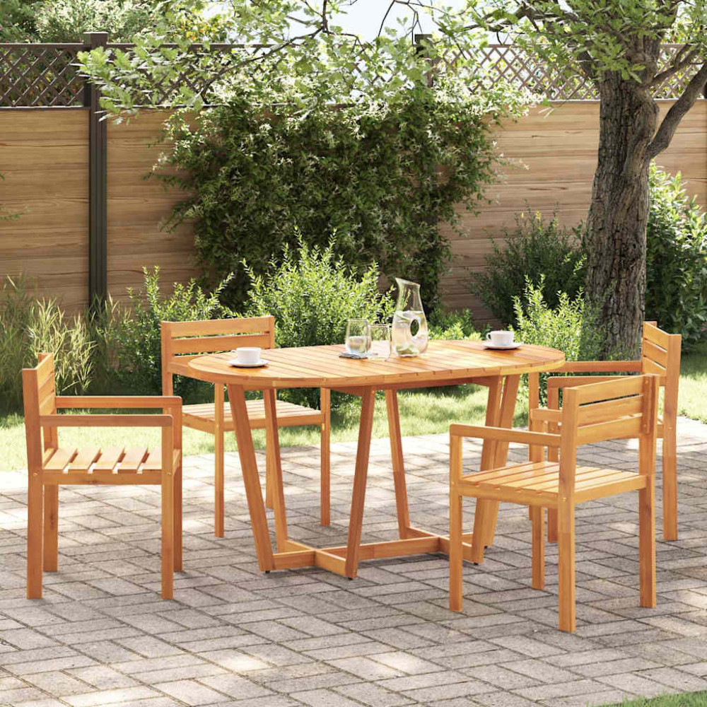 Produktbild för Matbord för trädgården ovalt 150x90x75 cm massivt trä akacia