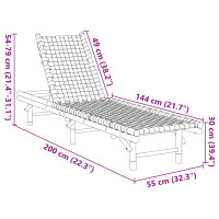 Produktbild för Solsäng med svart vävd rem 55x200x30 cm bambu