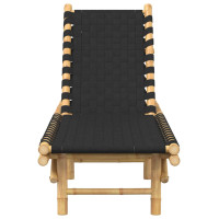 Produktbild för Solsäng med svart vävd rem 55x200x30 cm bambu