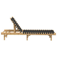 Produktbild för Solsäng med svart vävd rem 55x200x30 cm bambu