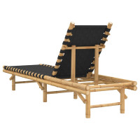 Produktbild för Solsäng med svart vävd rem 55x200x30 cm bambu