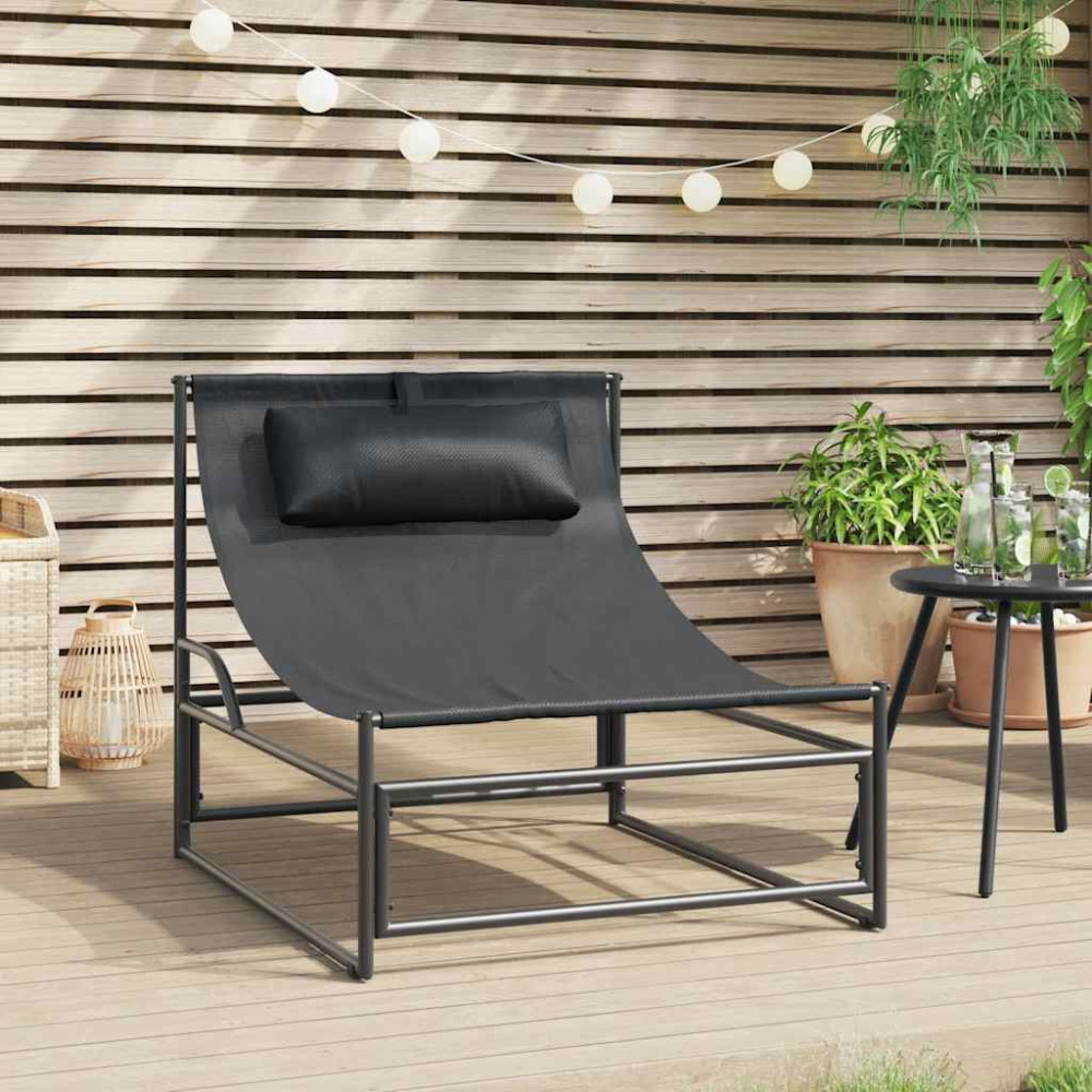 Produktbild för Trädgårdsloungestol antracit 87x74x73 cm stål och textilene