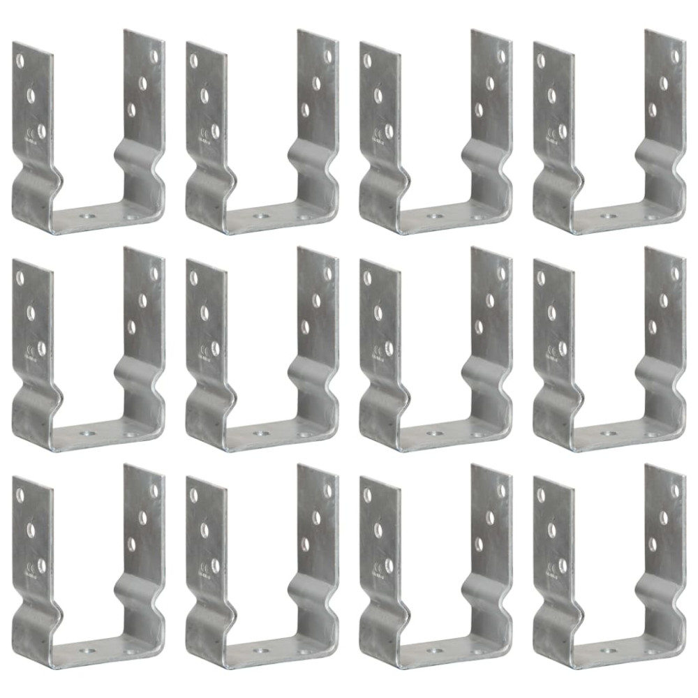 Produktbild för Staketankare 12 st silver 10x6x15 cm galvaniserat stål