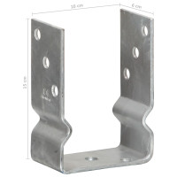 Produktbild för Staketankare 12 st silver 10x6x15 cm galvaniserat stål