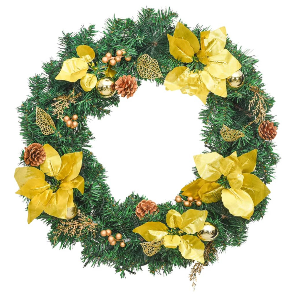 Produktbild för Julkrans med LED-lampor grön 60 cm PVC