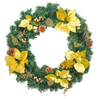 Produktbild för Julkrans med LED-lampor grön 60 cm PVC