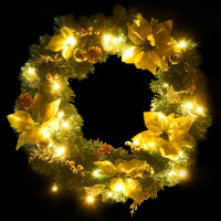 Produktbild för Julkrans med LED-lampor grön 60 cm PVC