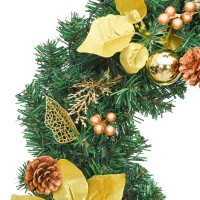 Produktbild för Julkrans med LED-lampor grön 60 cm PVC