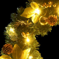 Produktbild för Julkrans med LED-lampor grön 60 cm PVC