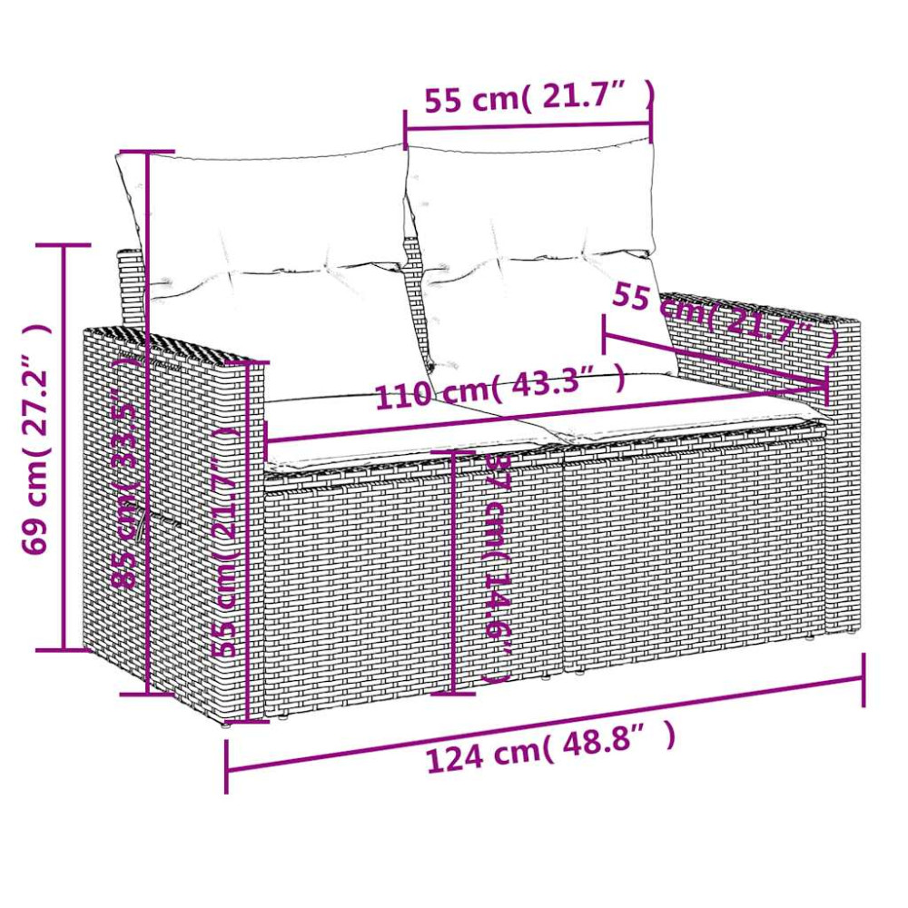 Produktbild för 12 delar trädgårdssoffgrupp med dynor svart polyrotting