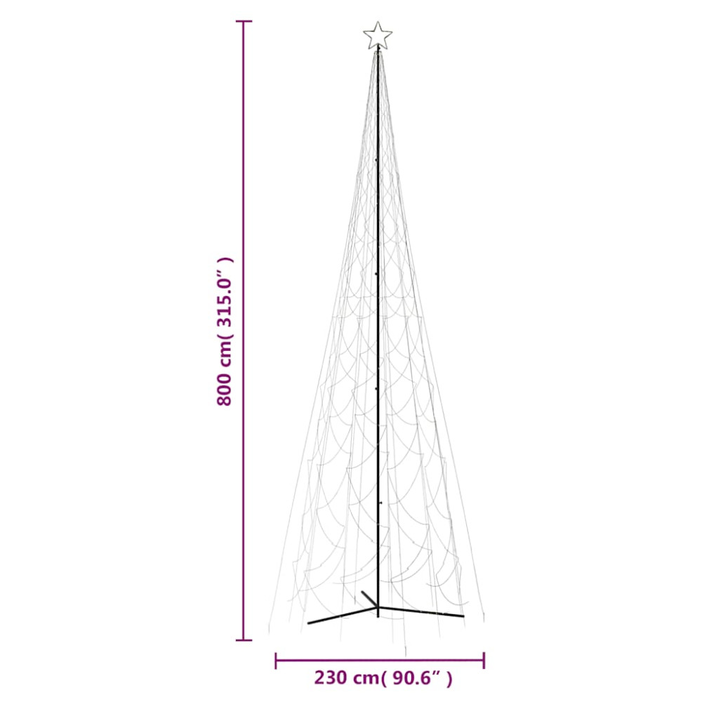 Produktbild för Julgran med strut varmvit 3000 lysdioder 230x800 cm