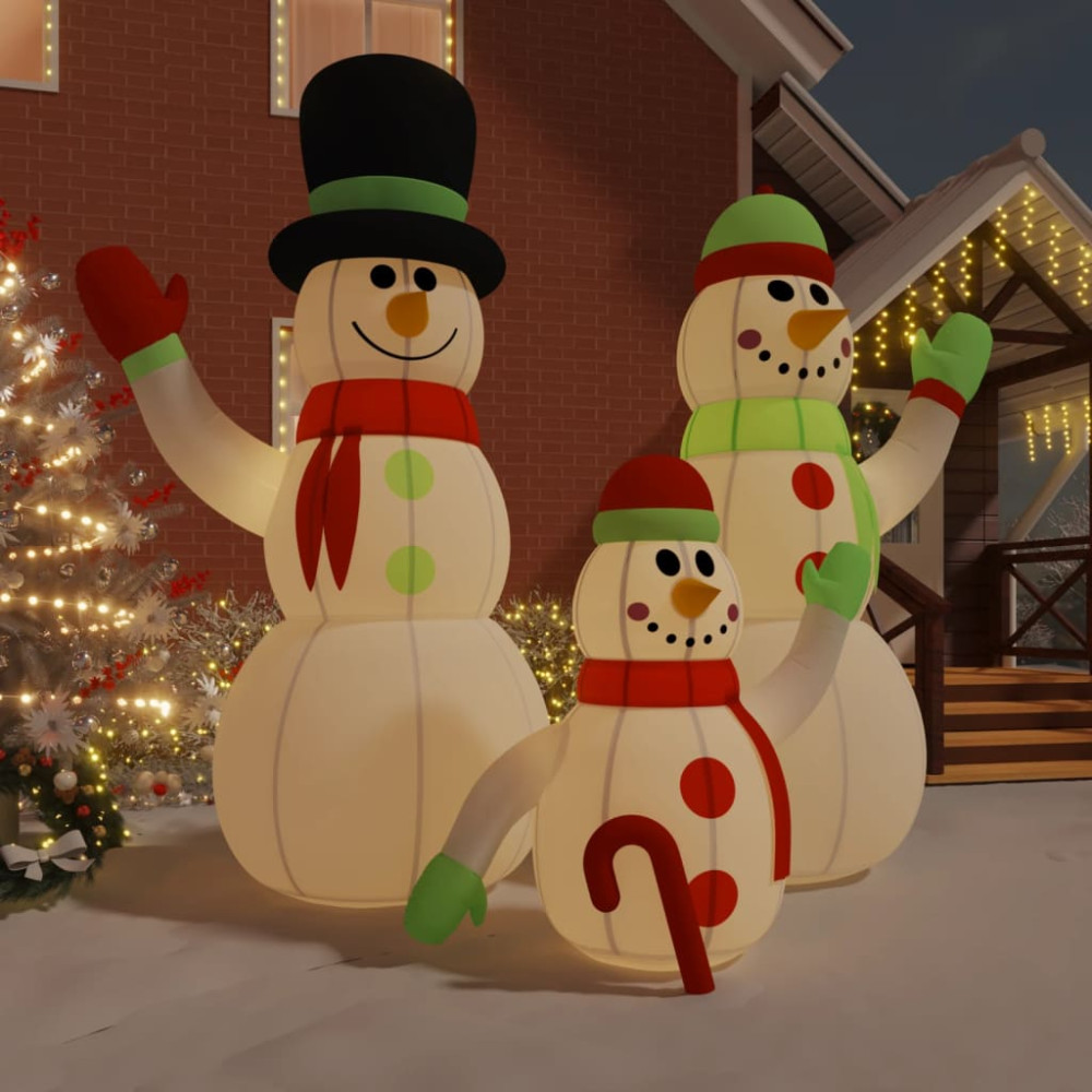 Produktbild för Uppblåsbar snögubbefamilj med LED-lampor 500 cm