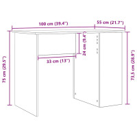 Produktbild för Skrivbord svart ek 100x55x75 cm konstruerat trä