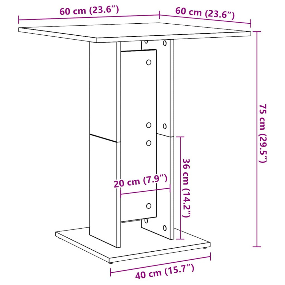 Produktbild för Bistrobord svart ek 60x60x75 cm konstruerat trä