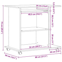 Produktbild för Datorskrivbord svart ek 80x50x75 cm konstruerat trä