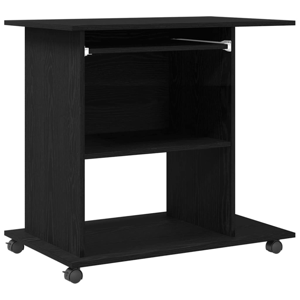 Produktbild för Datorskrivbord svart ek 80x50x75 cm konstruerat trä