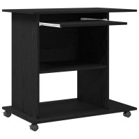 Produktbild för Datorskrivbord svart ek 80x50x75 cm konstruerat trä