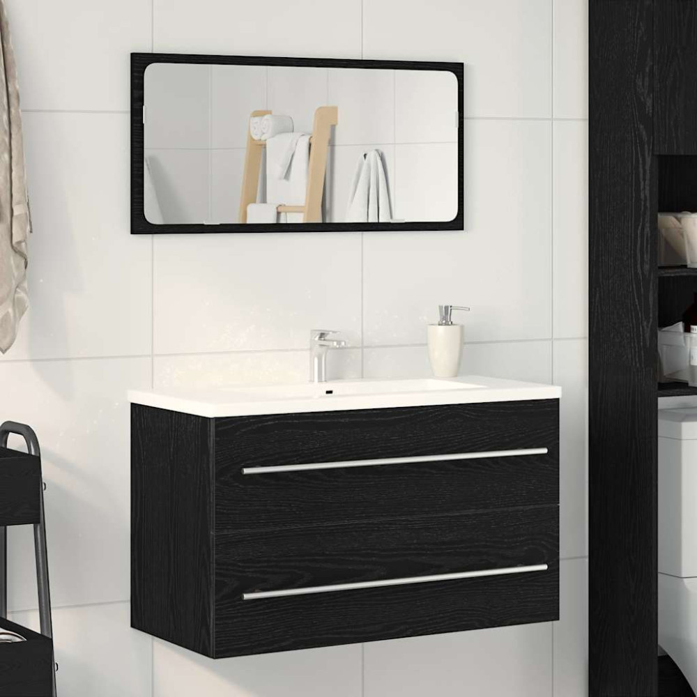 Produktbild för Diskbänkskåp svart ek 80x38,5x48 cm konstruerat trä