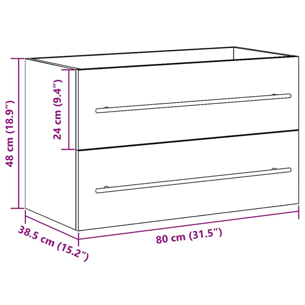 Produktbild för Diskbänkskåp svart ek 80x38,5x48 cm konstruerat trä