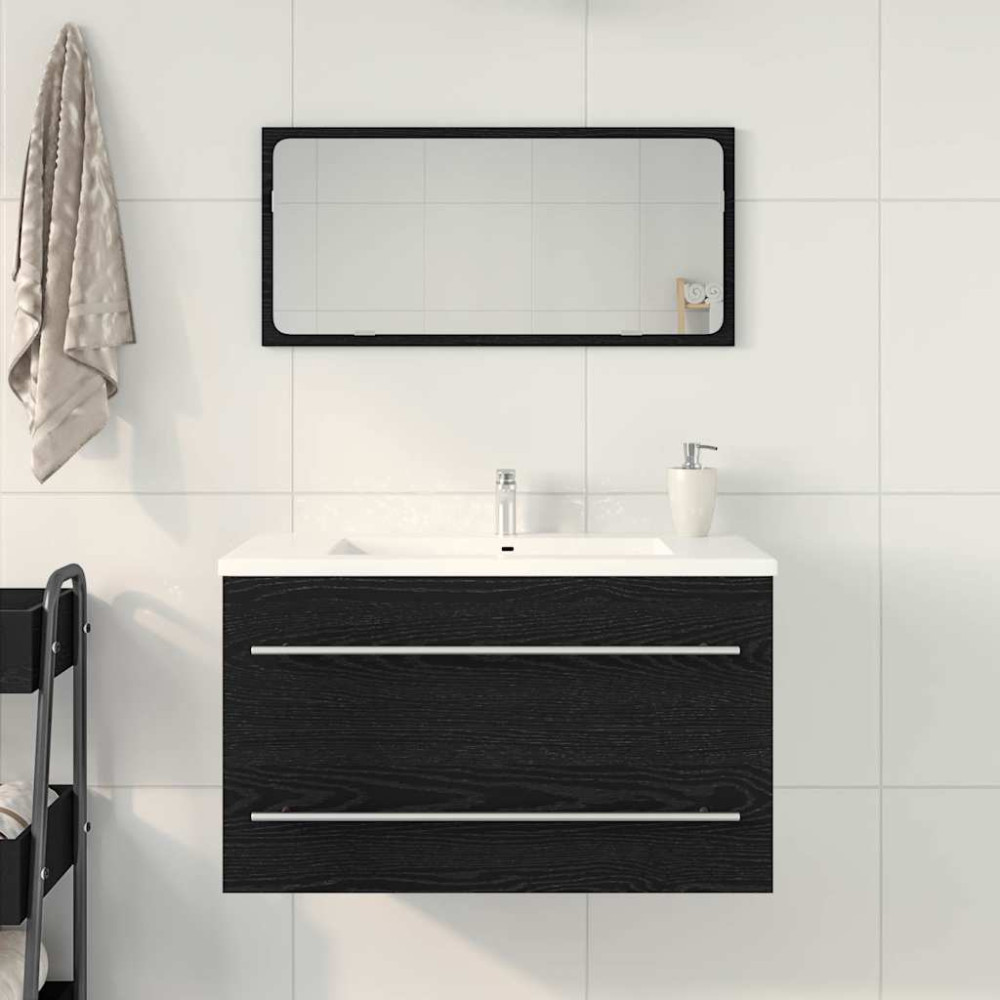 Produktbild för Diskbänkskåp svart ek 80x38,5x48 cm konstruerat trä