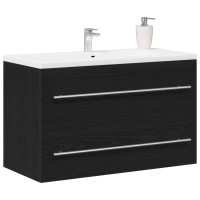 Produktbild för Diskbänkskåp svart ek 80x38,5x48 cm konstruerat trä