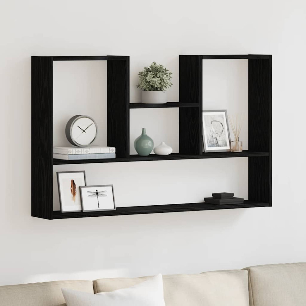 Produktbild för Vägghylla svart ek 99x15x60 cm konstruerat trä