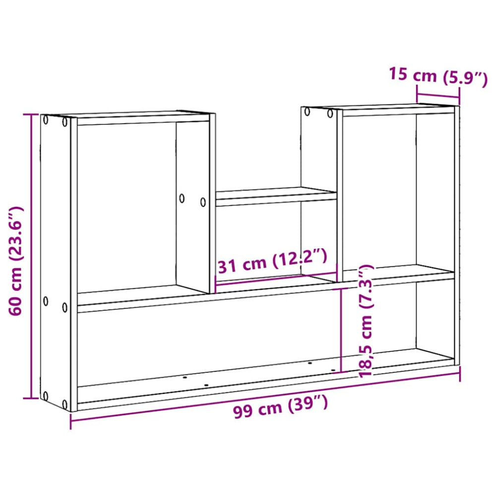 Produktbild för Vägghylla svart ek 99x15x60 cm konstruerat trä