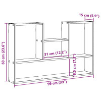 Produktbild för Vägghylla svart ek 99x15x60 cm konstruerat trä