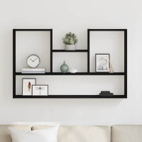 Produktbild för Vägghylla svart ek 99x15x60 cm konstruerat trä