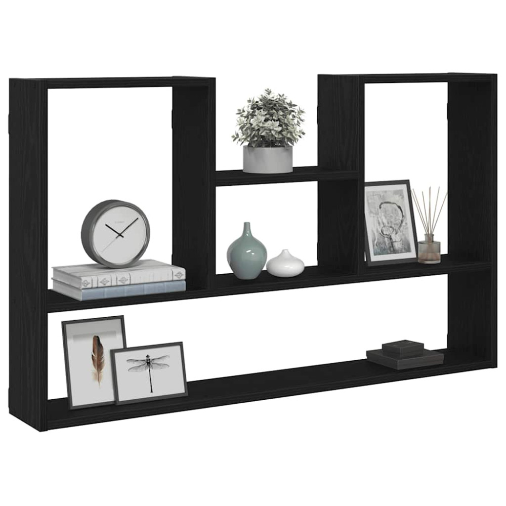 Produktbild för Vägghylla svart ek 99x15x60 cm konstruerat trä